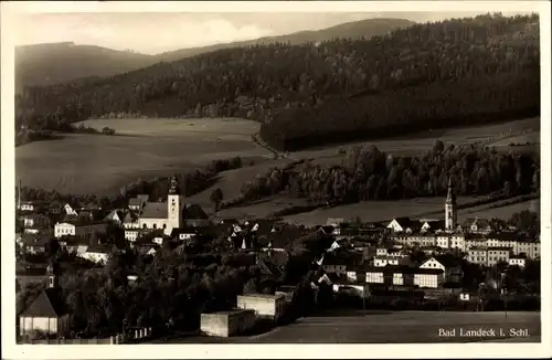 Ak Lądek Zdrój Bad Landeck Schlesien, Panorama vom Ort