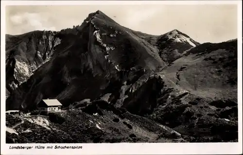 Ak Tannheim in Tirol, Landsberger Hütte mit Schochenspitze