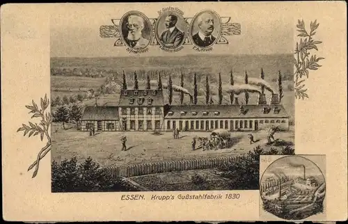 Ak Essen im Ruhrgebiet, Krupps Gussstahlfabrik 1830, Krupp Familie