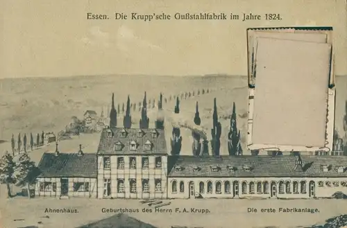 Ak Essen im Ruhrgebiet, Kruppsche Gussstahlfabrik 1824, Ahnenhaus, Geburtshaus F.A. Krupp