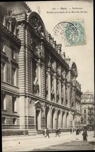 Ak Paris V., Sorbonne, Entree principale de la Rue des Ecoles