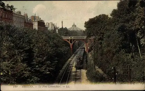 Ak Amiens Somme, Le Pont Lemerchier, chemin de fer