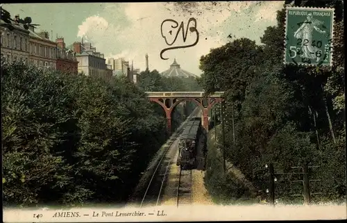 Ak Amiens Somme, Le Pont Lemerchier, chemin de fer