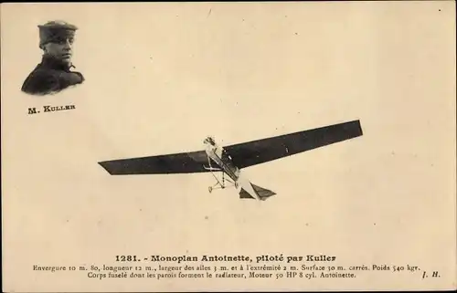 Ak Aviation, Monoplan Antoinette, piloté par Kuller, Pilot, Flugpionier