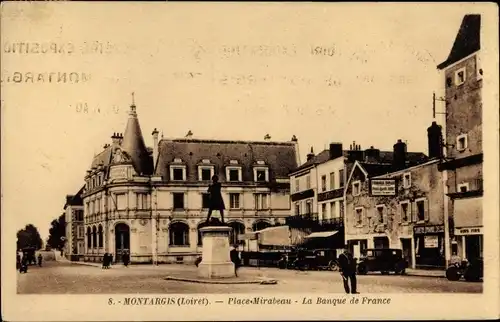 Ak Montargis Loiret, Place Mirabeau, La Banque de France