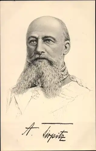 Künstler Ak Großadmiral Alfred von Tirpitz, Nachfolger Hollmanns, Kaiserliche Marine, I. WK