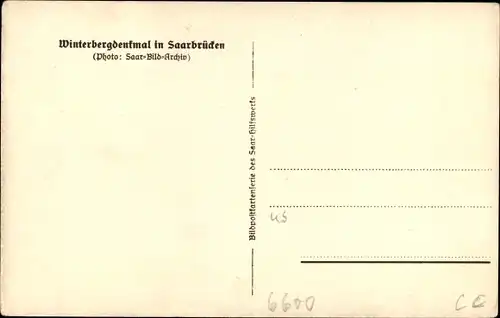 Ak Saarbrücken im Saarland, Blick auf das Winterbergdenkmal, Turm