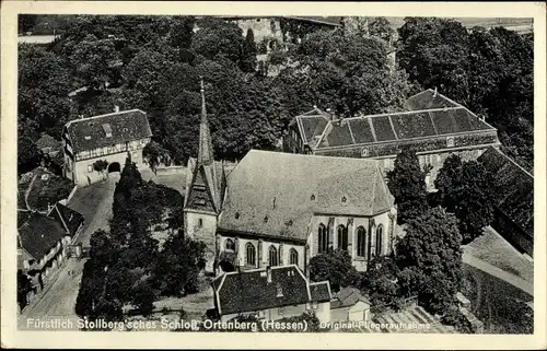 Ak Ortenberg in Hessen, Stollberg'sches Schloss, Fliegeraufnahme