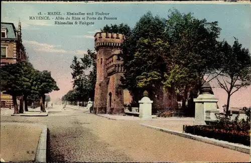 Ak Mainz am Rhein, Rheinallee und Fischtor