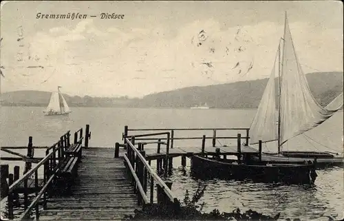 Ak Gremsmühlen Malente in Ostholstein, Dieksee, Anleger, Segelboote