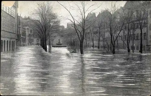 Ak Nürnberg in Mittelfranken Bayern, Hochwasser Katastrophe 1909 am Maxplatz