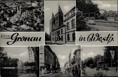 Ak Gronau in Westfalen, Kath. Kirche, Neustraße, Grenzübergang