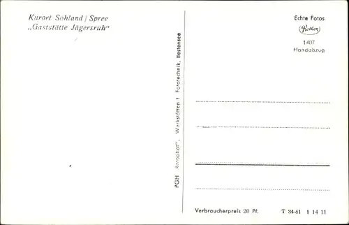 Ak Sohland an der Spree, Teilansicht der Gaststätte Jägersruh