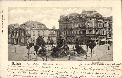 Ak Aachen in Nordrhein Westfalen, Kaiserplatz, Brunnen