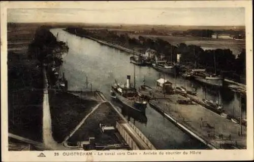 Ak Ouistreham Calvados, Le canal vers Caen, Arrivee du courrier du Havre
