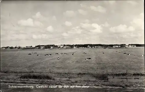 Ak Schiermonnikoog Friesland Niederlande, Gezicht vanaf de dijk op het dorp