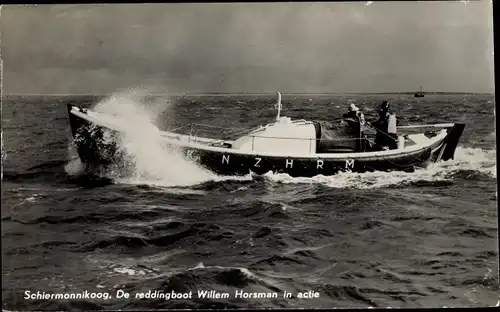 Ak Schiermonnikoog Friesland Niederlande, De reddingboot Willem Horsman in actie