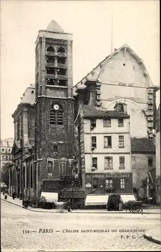 Ak Paris V., Eglise Saint Nicolas du Chardonnet, Restaurant
