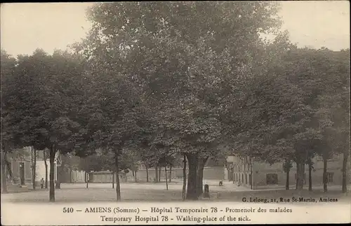 Ak Amiens Somme, Hopital Temporaire 78, Promenoir des malades