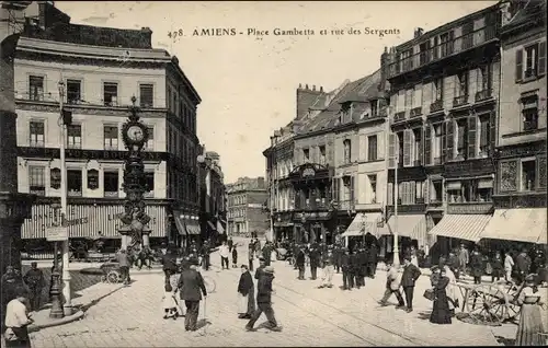 Ak Amiens Somme, Place Gambetta, Rue des Sergents