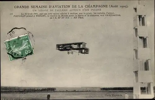 Ak Grande Semaine d'Aviation de la Champagne 1909, Paulhan, Flugzeug