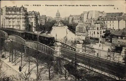 Ak Paris, Panorama de l'Avenue de Breteuil, vers les invalides