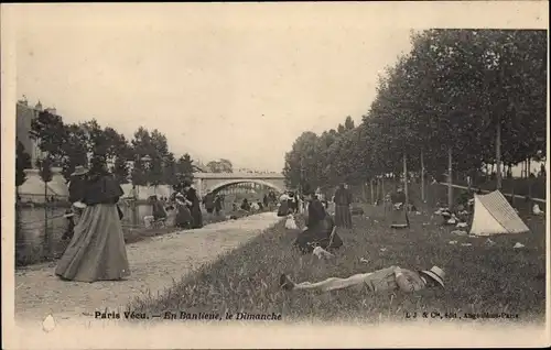 Ak Paris, Paris Vecu, En Banlieue, le Dimanche