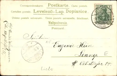 Litho Warte mein Schätzel, jetzt schau ich Dir nach, Liebespaar