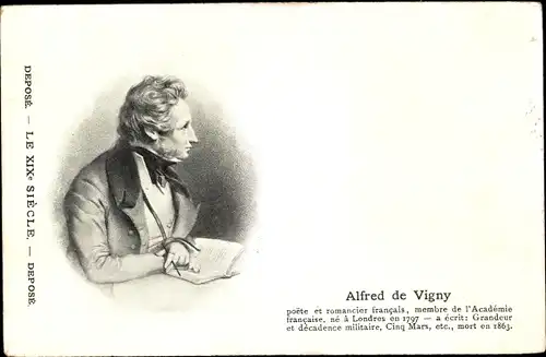 Ak Schriftsteller Alfred de Vigny, Portrait