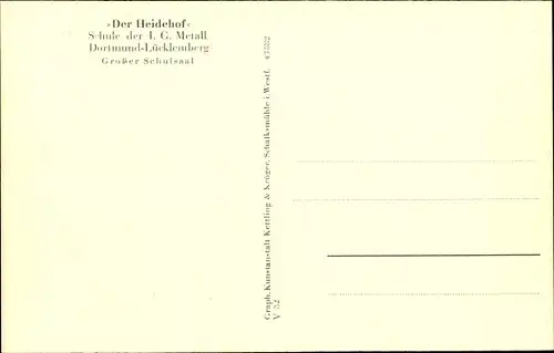 Ak Lücklemberg Dortmund im Ruhrgebiet, Der Heidehof, Schule der I.G. Metall, Großer Schulsaal