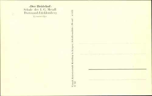 Ak Lücklemberg Dortmund im Ruhrgebiet, Der Heidehof, Schule der I.G. Metall, Leseecke