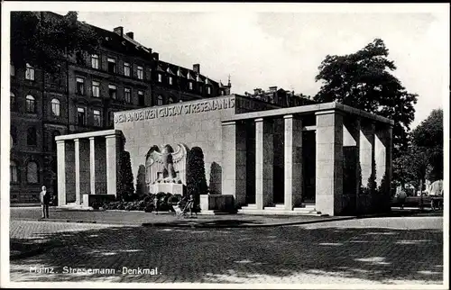 Ak Mainz am Rhein, Partie am Stresemann Denkmal