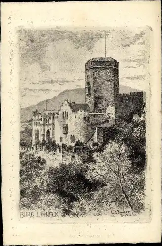 Künstler Ak Jander, Carl, Oberlahnstein Lahnstein am Rhein, Burg Lahneck