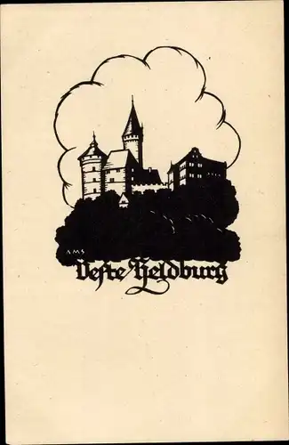 Scherenschnitt Ak Schwindt, A.M., Bad Colberg Heldburg in Thüringen, Veste Heldburg