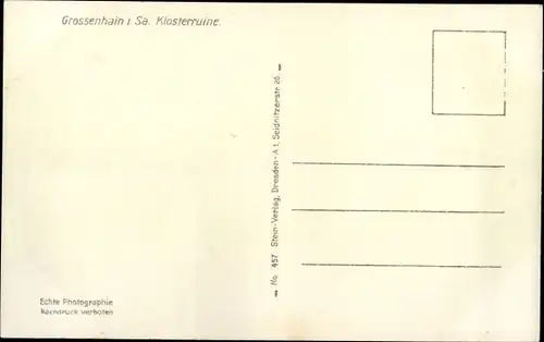 Ak Großenhain Sachsen, Klosterruine