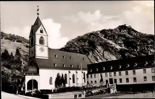 Ak Kamp Rhein Bornhofen, Kirche, Ortspartie