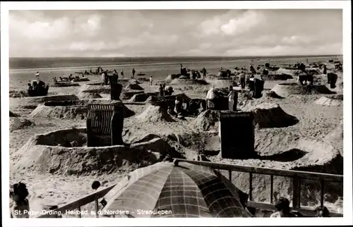 Ak Nordseebad Sankt Peter Ording, Strandleben, Panorama