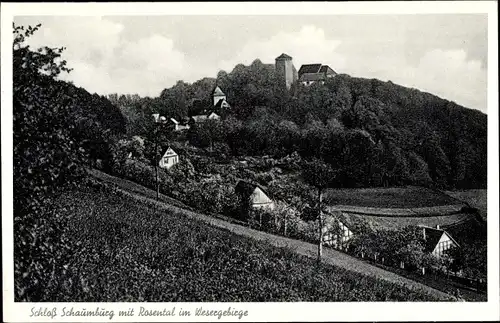 Ak Rinteln an der Weser, Schloss Schaumburg mit Rosental im Wesergebirge