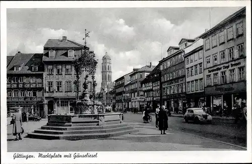 Ak Göttingen in Niedersachsen, Marktplatz mit Gänseliesel