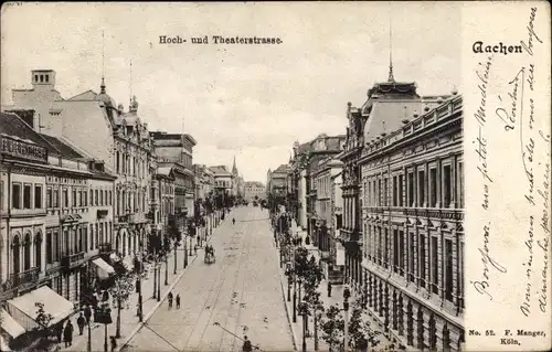 Ak Aachen in Nordrhein Westfalen, Hoch und Theaterstraße