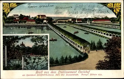 Ak Berlin Charlottenburg, Etablissement Carlshof am Spandauer Schifffahrts Kanal