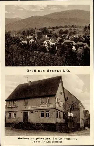 Ak Gronau im Odenwald Bensheim an der Bergstraße Hessen, Panorama, Gasthaus zur grünen Aue