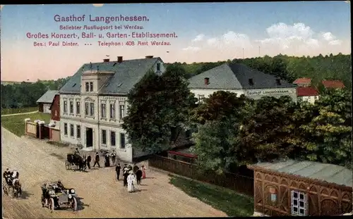 Ak Langenhessen Werdau in Sachsen, Gasthof Langenhessen