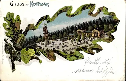 Eichenblatt Litho Kottmar in der Oberlausitz, Aussichtsturm, Restaurant