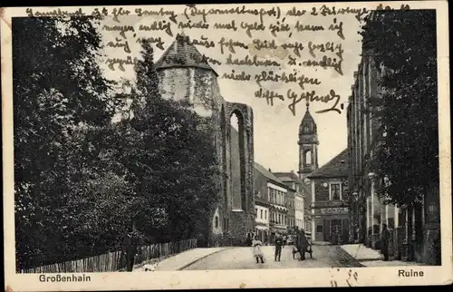 Ak Großenhain Sachsen, Ruine, Straßenpartie