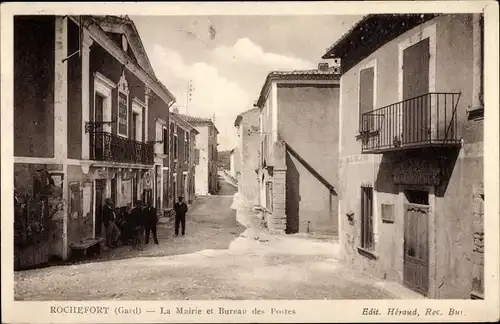 Ak Rochefort du Gard, La Mairie et Bureau des Postes