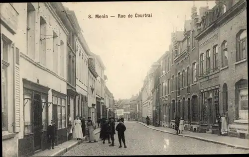 Ak Menin Menen Meenen Lys Westflandern, Rue de Courtrai