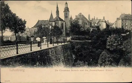 Ak Clausen Luxemburg, De Clausener Berech mat der Domenikaner Kirech