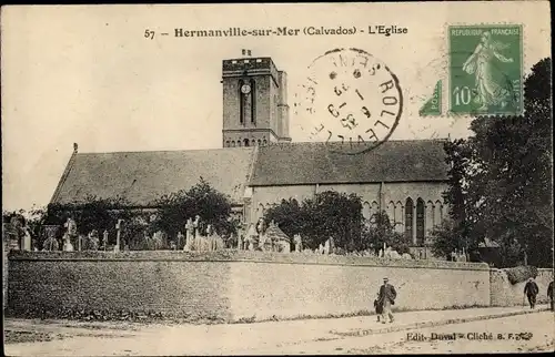Ak Hermanville sur Mer Calvados, L'Eglise