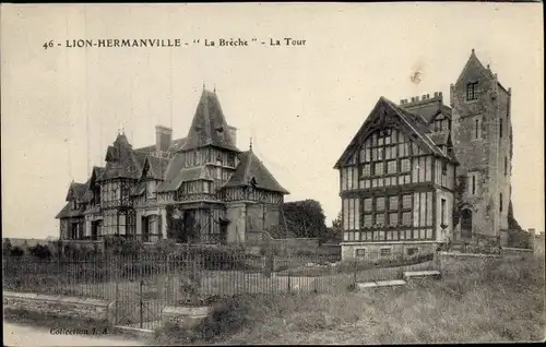 Ak Hermanville Calvados, La Breche, La Tour